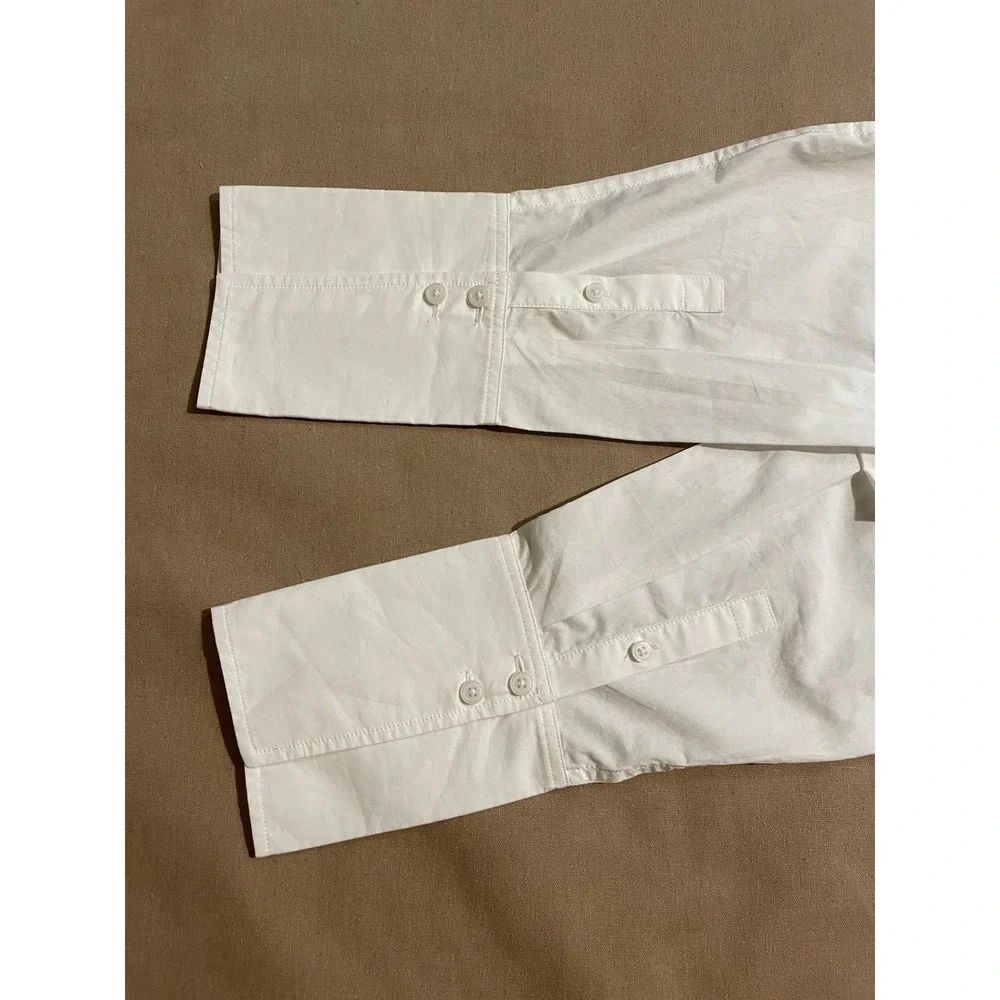 J. Crew Organic Cotton Button-Up Shirt Sz 6 Garcon White Minimalist Capsule Chic